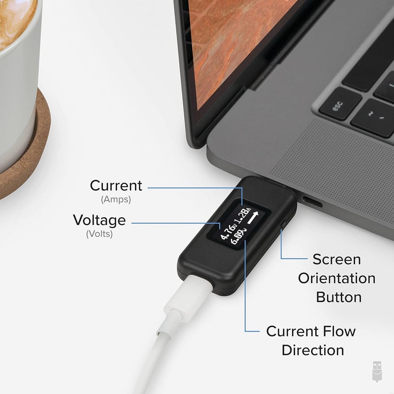 Plugable USB C Power Meter Tester for Monitoring USB-C Connections - Digital Multimeter for USB Type C Cables, Laptops, Phones, Chargers - Driverless - Image 3